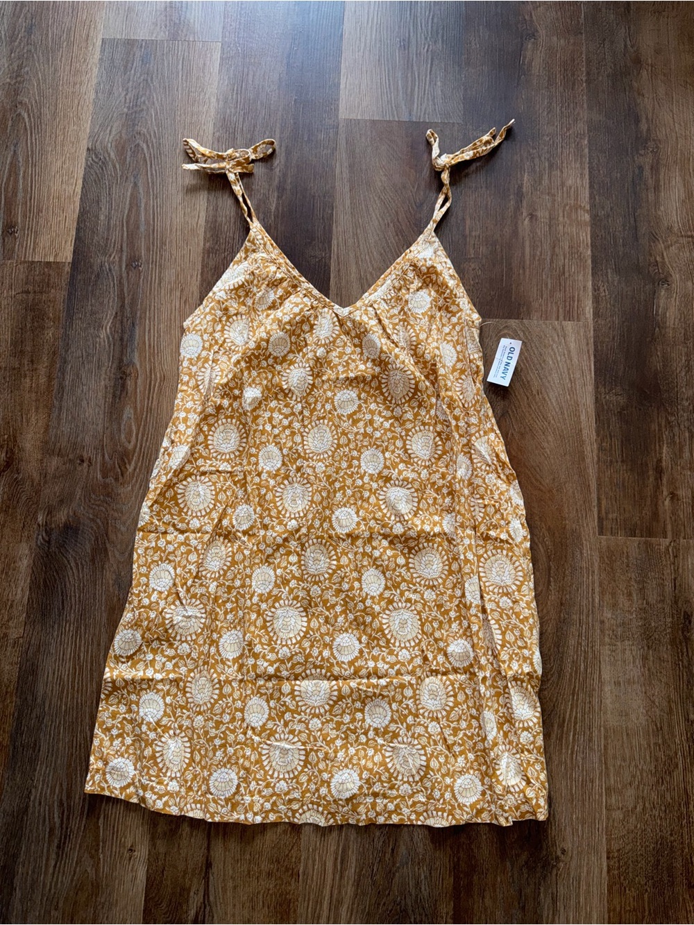 Old Navy Women’s Floral Tie-Shoulder Slip Dress - Mustard Yellow size XS